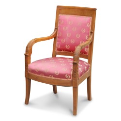 Pair of Empire palmette armchairs covered with fabric …