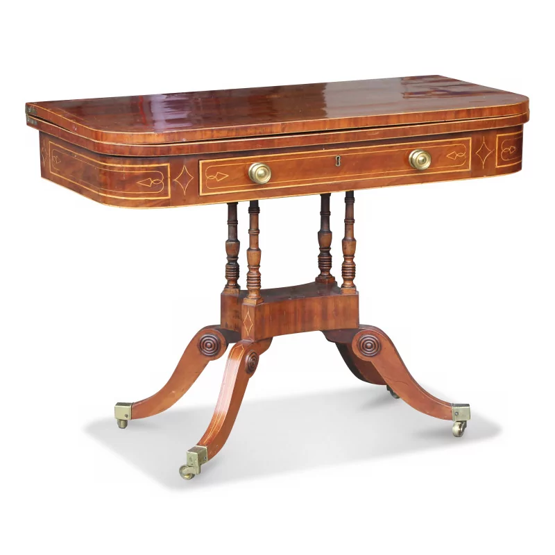 Table Regency marquetée. Angleterre, vers 1800. - Moinat - Tables à jeux, Tables d’échangeur