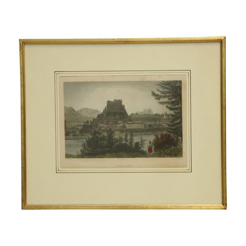Landschaftsstich. \"SALZBURG\". - Moinat - Gravüren Landschaftsstich. \"SALZBURG\". - Moinat - Gravüren