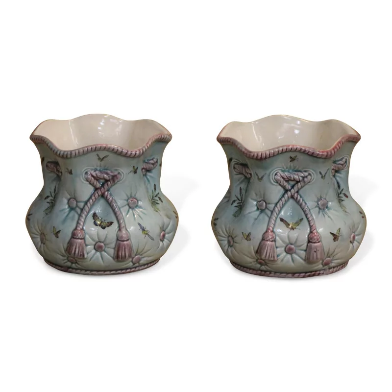 Pair of vases marked J.F. Juin. Kitchen salt slurry. … - Moinat - Boxes, Urns, Vases