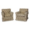 Pair of comfortable JANSEN armchairs covered with a printed … - Moinat - Armchairs
