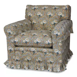 Pair of comfortable JANSEN armchairs covered with a printed …