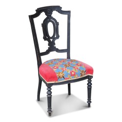 Napoleon III nurse’s chair in black wood covered with …