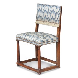 Pair of Henry IV chairs covered with blue chevron fabric. …