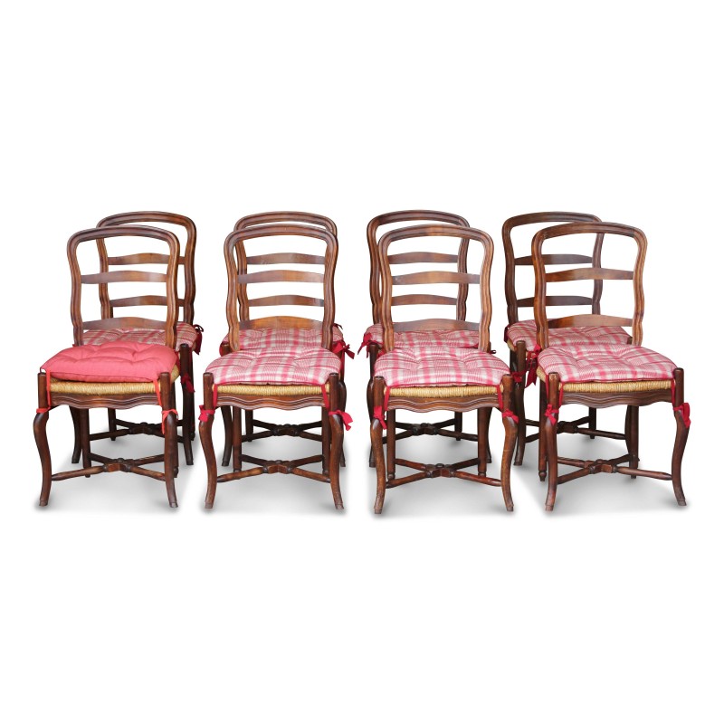 Set of 8 Louis XV straw chairs in molded beech with … - Moinat - Chairs Set of 8 Louis XV straw chairs in molded beech with … - Moinat - Chairs