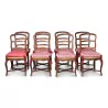 Ensemble de 8 chaises paillées Louis XV en hêtre mouluré avec … - Moinat - Chaises