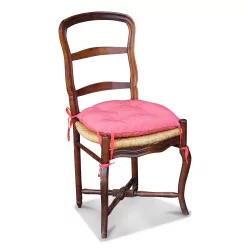 Ensemble de 8 chaises paillées Louis XV en hêtre mouluré avec …