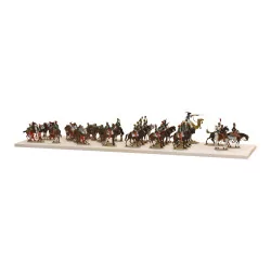 Plate of toy soldiers HUNTERS ON HORSEBACK 2 officers, 1 …