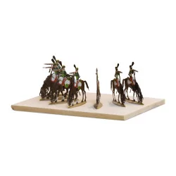 plate of toy soldiers HUNTERS ON HORSEBACK 7 hunters in …