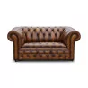 Chesterfield sofa in cognac leather with used charm. … - Moinat - Sofas