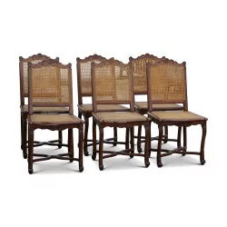 Set of 6 Louis XV Régence chairs in beech, seat and back …
