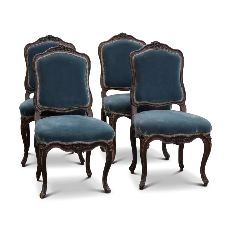 Ensemble de 4 chaises Louis XV Napoléon III recouverte de … - Moinat - Chaises