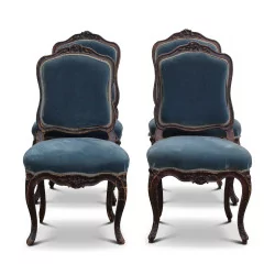 套 4 把路易十五拿破仑三世椅子，上面覆盖着……