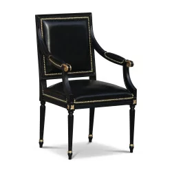 Кресло в стиле Людовика XVI, модель Jacob, черное с золотыми деталями, обитое …