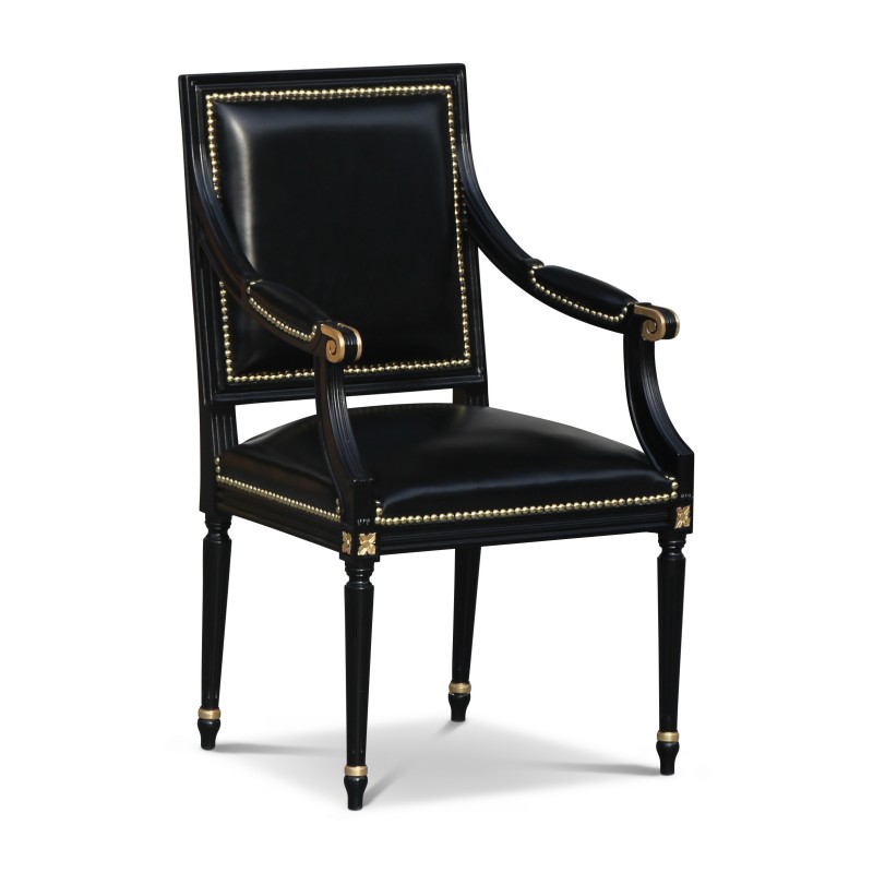 Louis XVI 扶手椅模型 Jacob 黑色和金色细节软垫...... - Moinat - 扶手椅 Louis XVI 扶手椅模型 Jacob 黑色和金色细节软垫...... - Moinat - 扶手椅