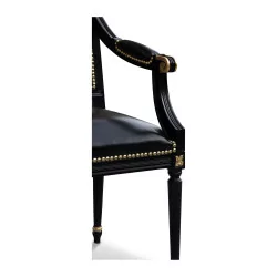 Louis XVI Sessel Modell Jacob schwarze und goldene Details gepolstert …