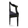 Louis XVI Sessel Modell Jacob schwarze und goldene Details gepolstert … - Moinat - Armlehnstühle, Sesseln
