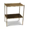 Bamboo table in silver brass with black glass tops. - Moinat - End tables, Bouillotte tables, Bedside tables, Pedestal tables