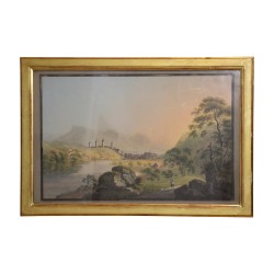 幅卢塞恩市水粉画，署名约翰·路德维希……