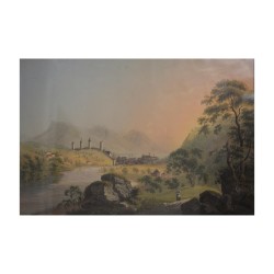 幅卢塞恩市水粉画，署名约翰·路德维希……