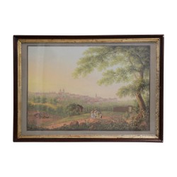 Gouache painting of the city of Lausanne signed Johann Ludwig …