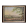 Tableau gouache de la ville de Lausanne signé Johann Ludwig … - Moinat - Tableaux - Divers