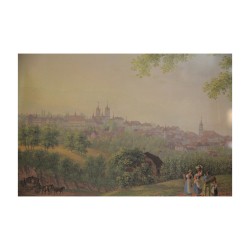 Tableau gouache de la ville de Lausanne signé Johann Ludwig …