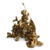 Pair of andirons with Putti and dragon in gilded bronze. - Moinat - Firedogs, Andirons