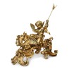 Pair of andirons with Putti and dragon in gilded bronze. - Moinat - Firedogs, Andirons