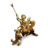 Pair of andirons with Putti and dragon in gilded bronze. - Moinat - Firedogs, Andirons
