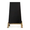Lampe base carrée noir avec pieds et décors bronze, abat-jour … - Moinat - Lampes de table