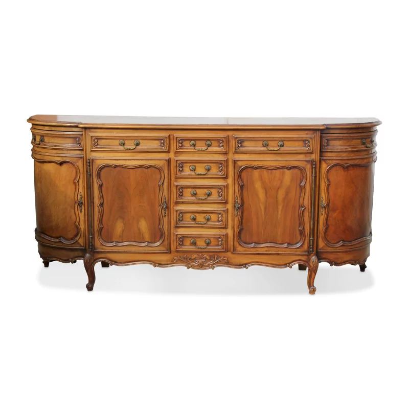 Buffet de style louis XV en noyer avec 4 portes et 9 tiroirs. … - Moinat - Bahuts, Bars, Buffets, Coffres, Enfilades