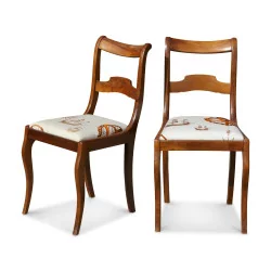 Pair of Louis-Philippe chairs in walnut. As is. Height …
