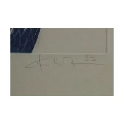 Collage “Tour du Monde”, sous verre avec signature illisible …