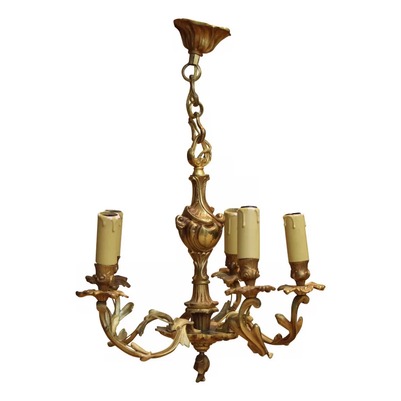 盏路易十五风格的镀金青铜枝形吊灯，带 5 盏灯。 - Moinat - 吊灯, 吸顶灯