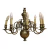 Dutch bronze chandelier with 8 lights. - Moinat - Chandeliers, Ceiling lamps
