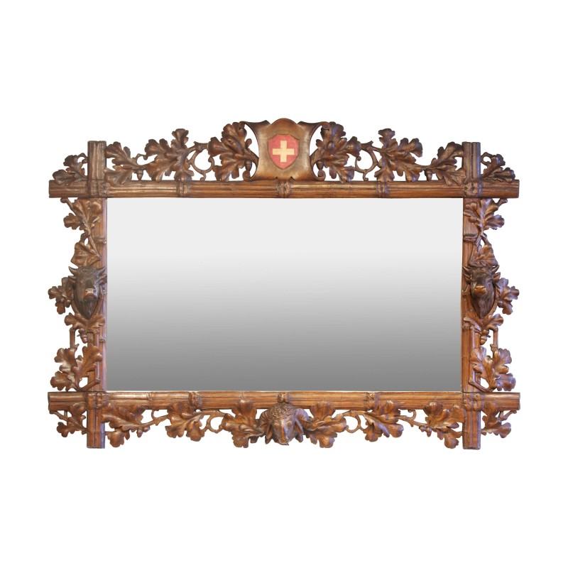 carved wooden mirror. Brienz, Switzerland. - Moinat - Mirrors