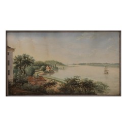 Kleines Aquarellgemälde einer Landschaft