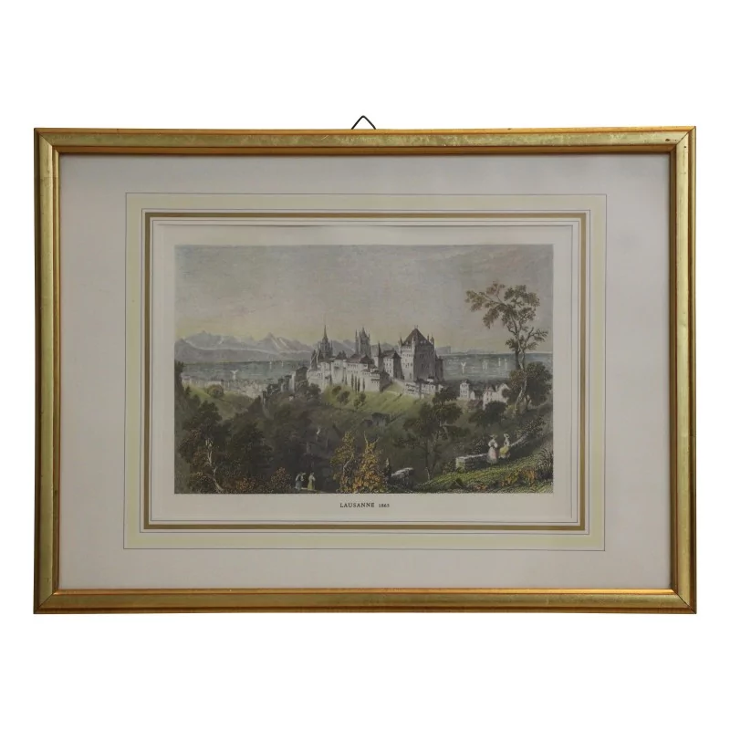 Colored print \"Lausanne 1865\". - Moinat - Prints, Reproductions
