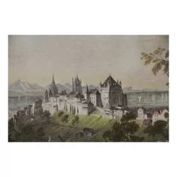 Colored print \"Lausanne 1865\".