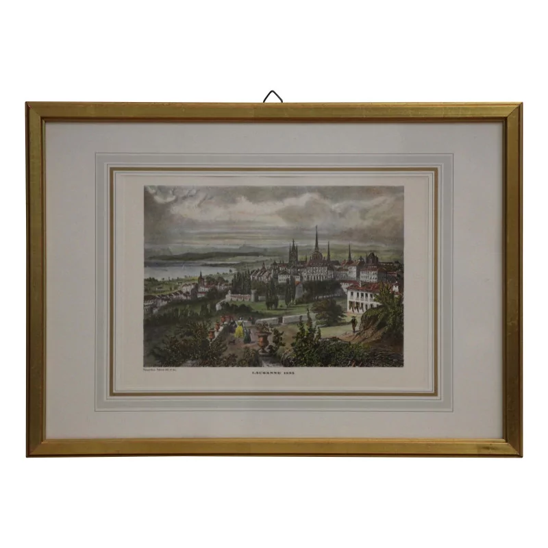 Impression coloriée “Lausanne 1855”. - Moinat - Gravures