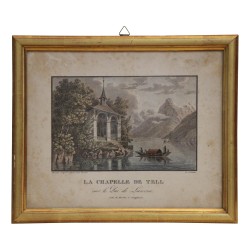 kolorierter Kupferstich „DIE TELLKAPELLE“ „Am See von …