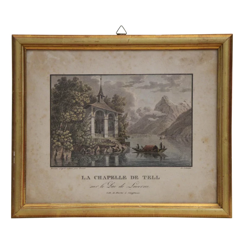 colored engraving “THE CHAPEL OF TELL” “on the Lake of … - Moinat - Prints, Reproductions