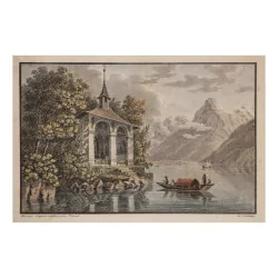 colored engraving “THE CHAPEL OF TELL” “on the Lake of …