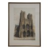 Lithographie, die die Kathedrale Notre Dame in Reims darstellt. - Moinat - Gravüren