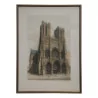 Lithographie représentant la Cathédrale Notre Dame de Reims. - Moinat - Gravures