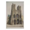 Lithographie représentant la Cathédrale Notre Dame de Reims. - Moinat - Gravures