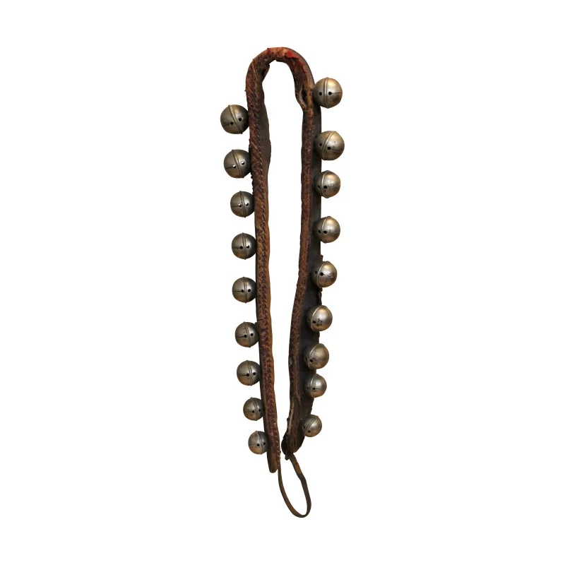 Leather cow collar with bells. - Moinat - Decorating accessories
