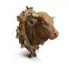 Tête de taureau avec collier en bois sculpté. Brienz, Suisse, - Moinat - Accessoires de décoration