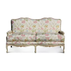 Louis XV sofa in aged white painted beech wood …